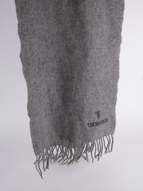 Trussardi Vintage Grey Fringed Scarf