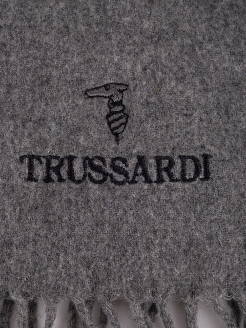 Trussardi Vintage Grey Fringed Scarf