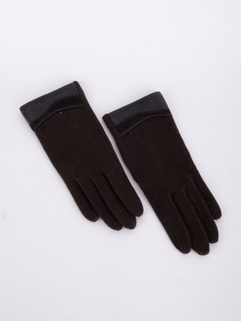Chloé Vintage Brown Leather and Fabric Gloves