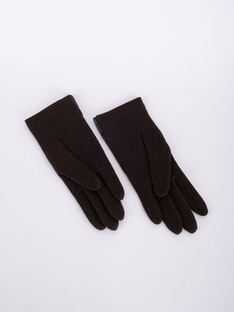 Chloé Vintage Brown Leather and Fabric Gloves