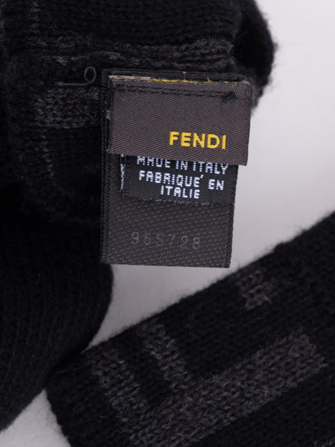 Fendi Zucca Vintage Black Fabric Gloves