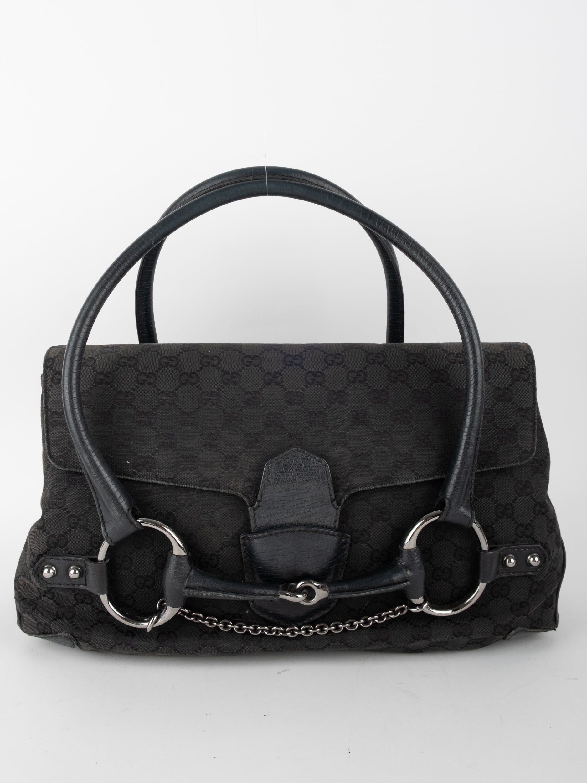 GUCCI GG Canvas Horsebit Shoulder Bag 90׳ נדיר במיוחד
