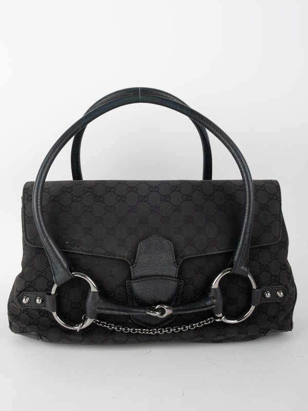 GUCCI GG Canvas Horsebit Shoulder Bag 90׳ נדיר במיוחד