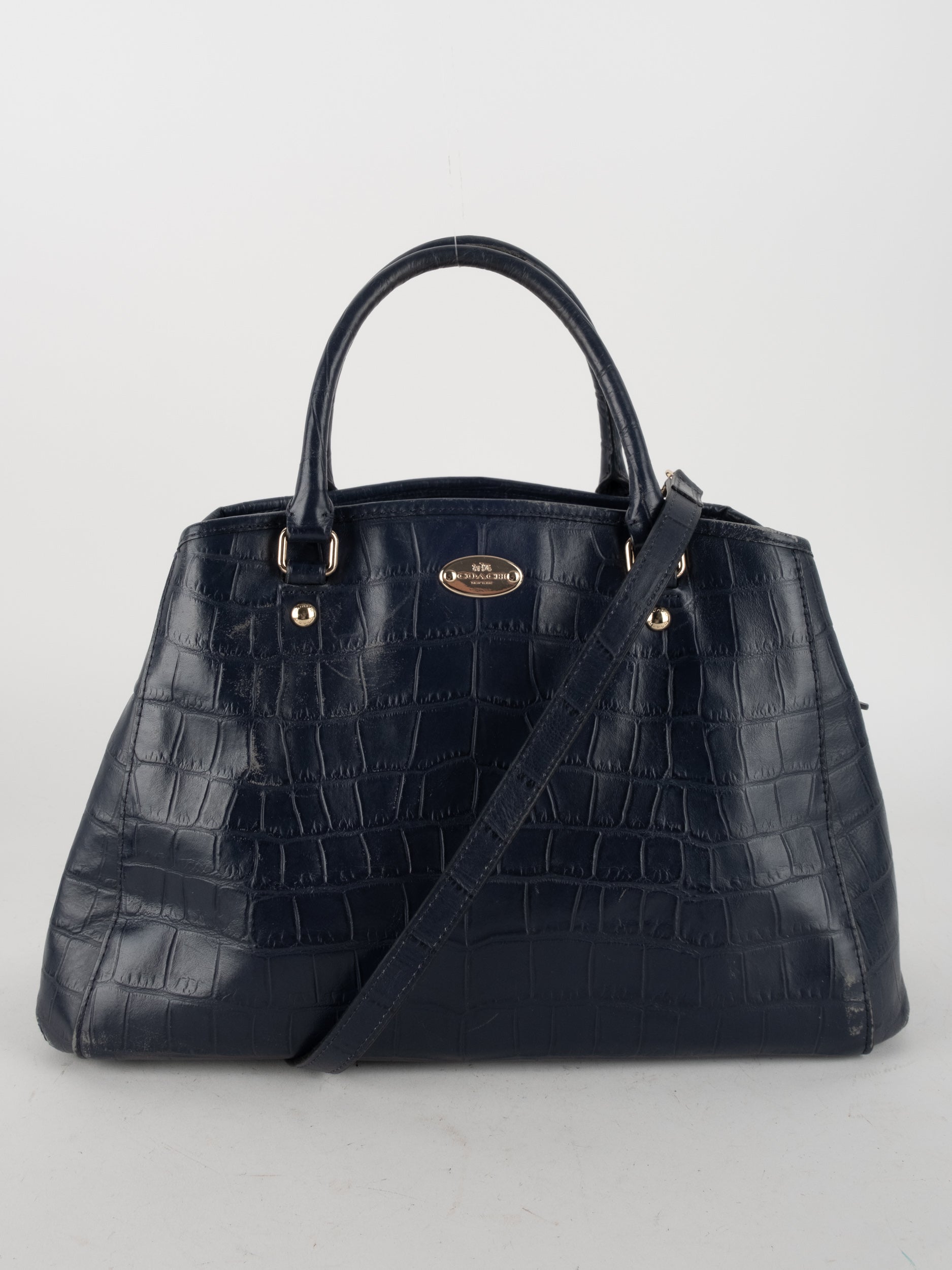 COACH Croc Embossed Leather Satchel