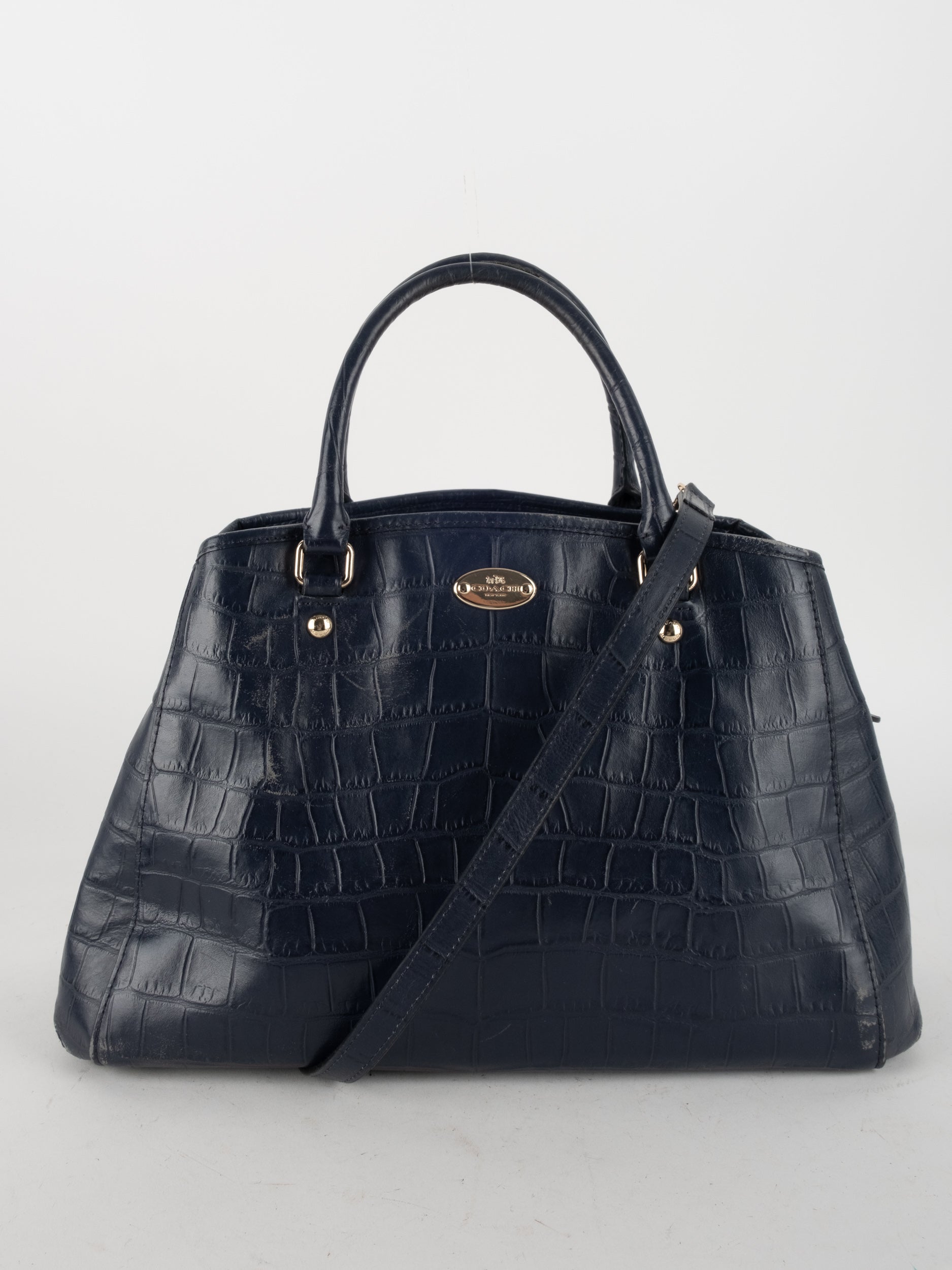 COACH Croc Embossed Leather Satchel