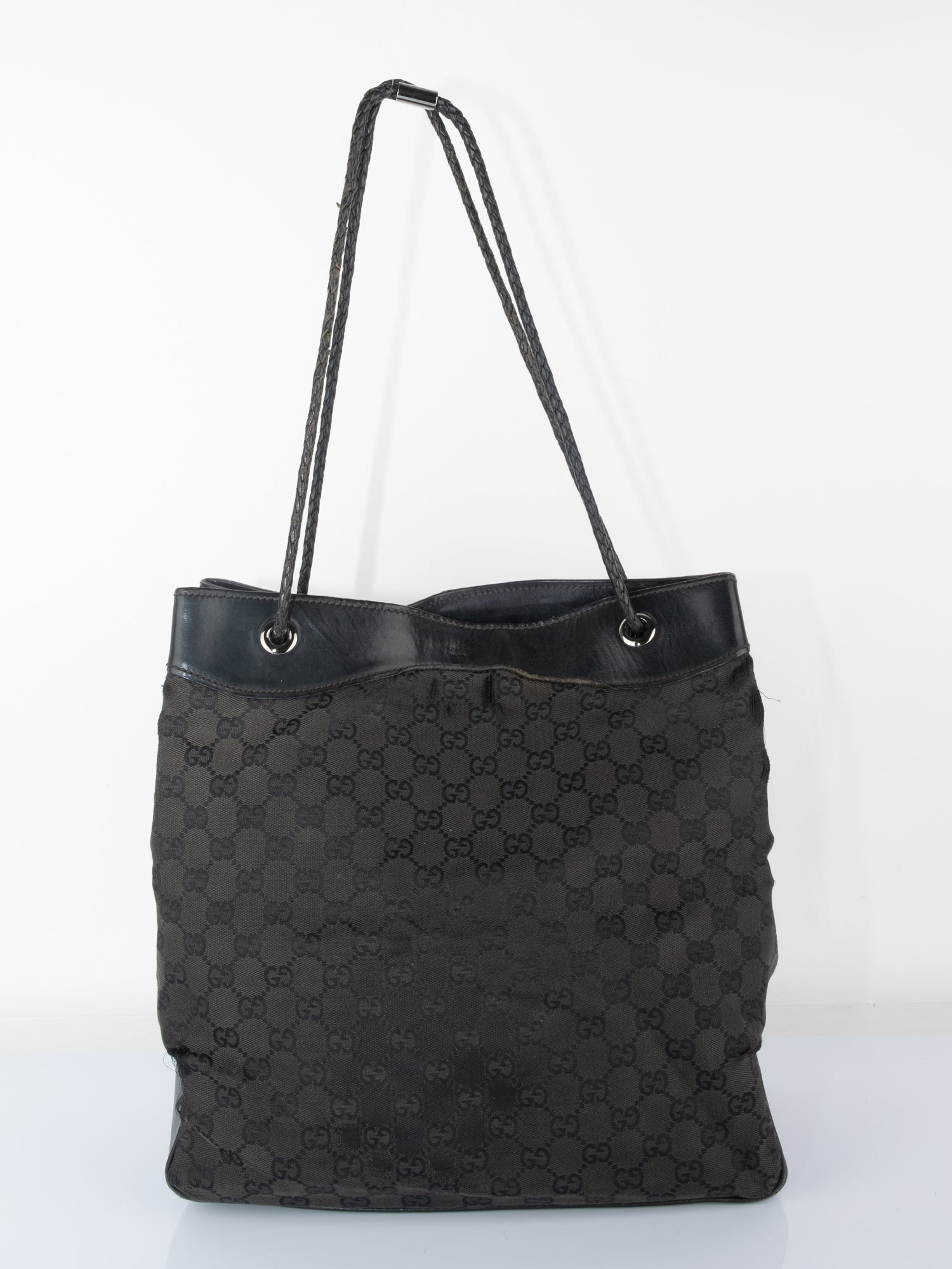 Gucci Vintage Black Monogram Tote Bag