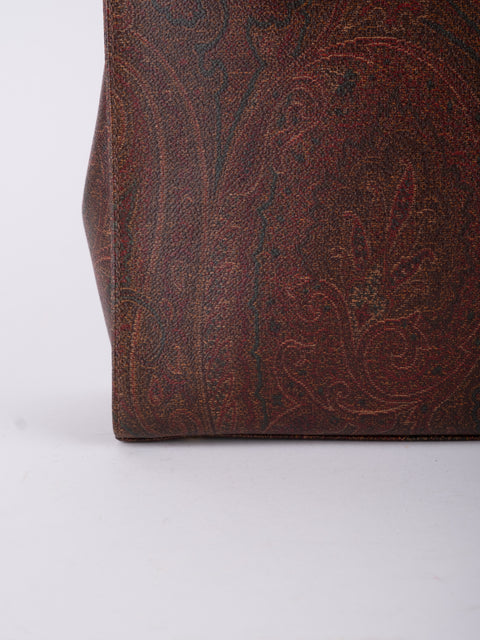 Etro Vintage Brown Paisley Top Handle Bag
