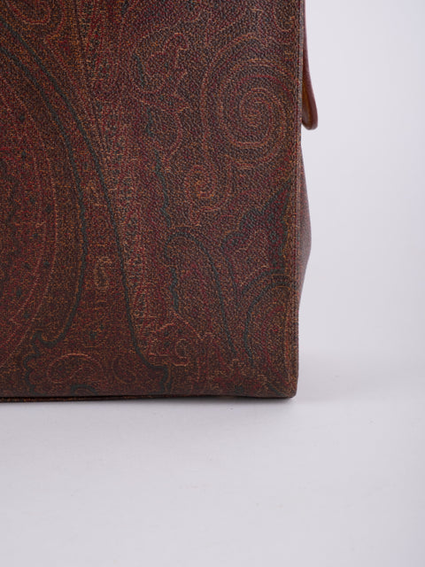 Etro Vintage Brown Paisley Top Handle Bag