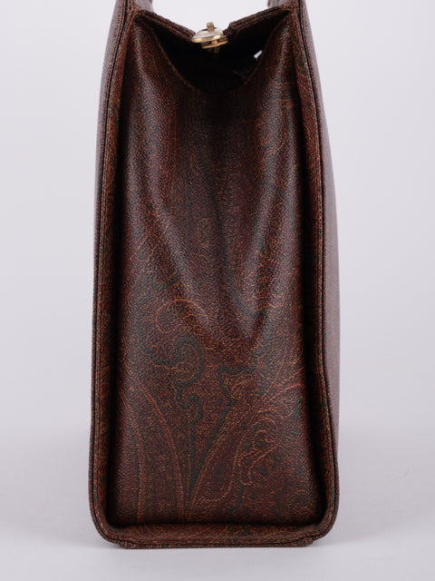 Etro Vintage Brown Paisley Top Handle Bag
