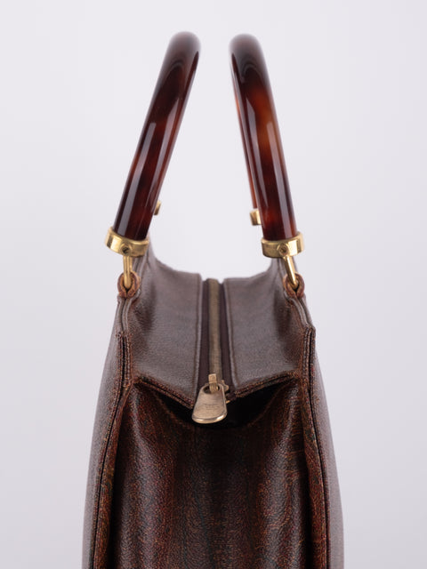 Etro Vintage Brown Paisley Top Handle Bag