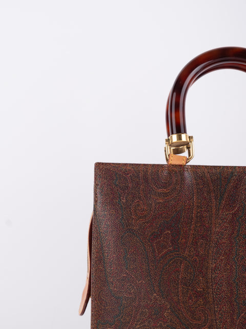Etro Vintage Brown Paisley Top Handle Bag