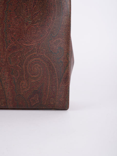 Etro Vintage Brown Paisley Top Handle Bag