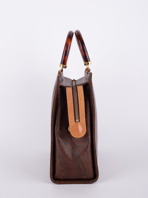 Etro Vintage Brown Paisley Top Handle Bag