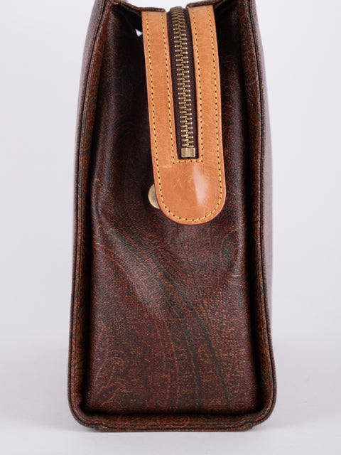 Etro Vintage Brown Paisley Top Handle Bag