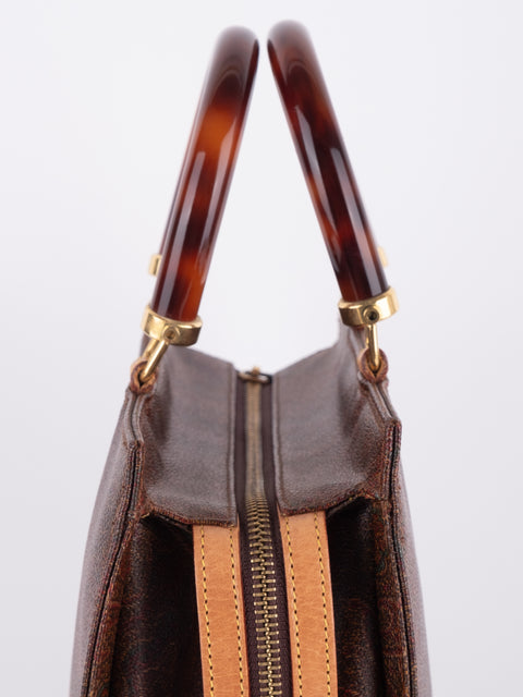 Etro Vintage Brown Paisley Top Handle Bag