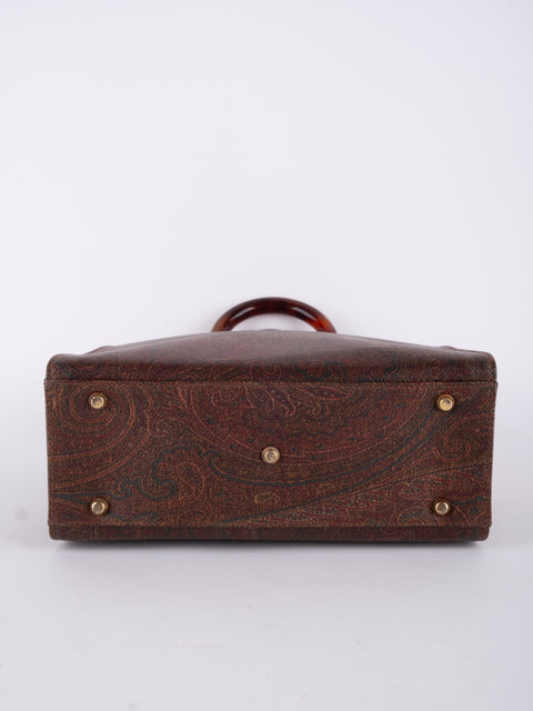 Etro Vintage Brown Paisley Top Handle Bag