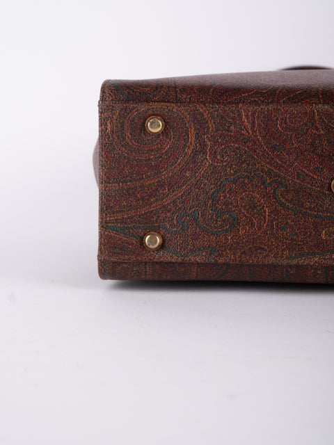 Etro Vintage Brown Paisley Top Handle Bag