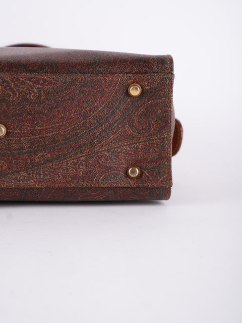Etro Vintage Brown Paisley Top Handle Bag