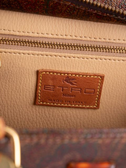 Etro Vintage Brown Paisley Top Handle Bag