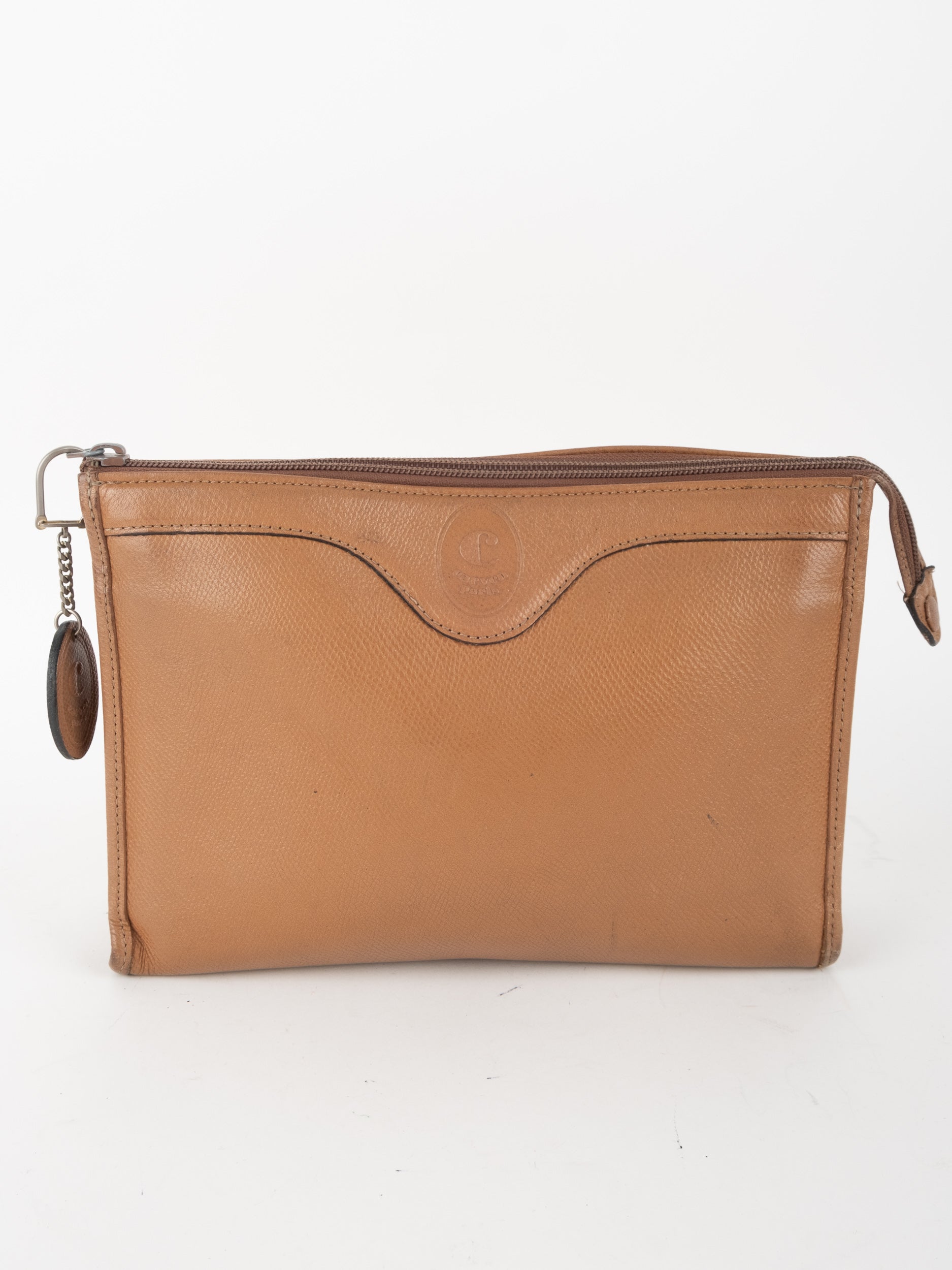 CARVEN PARIS Leather Pouch Clutch Minimal Classic
