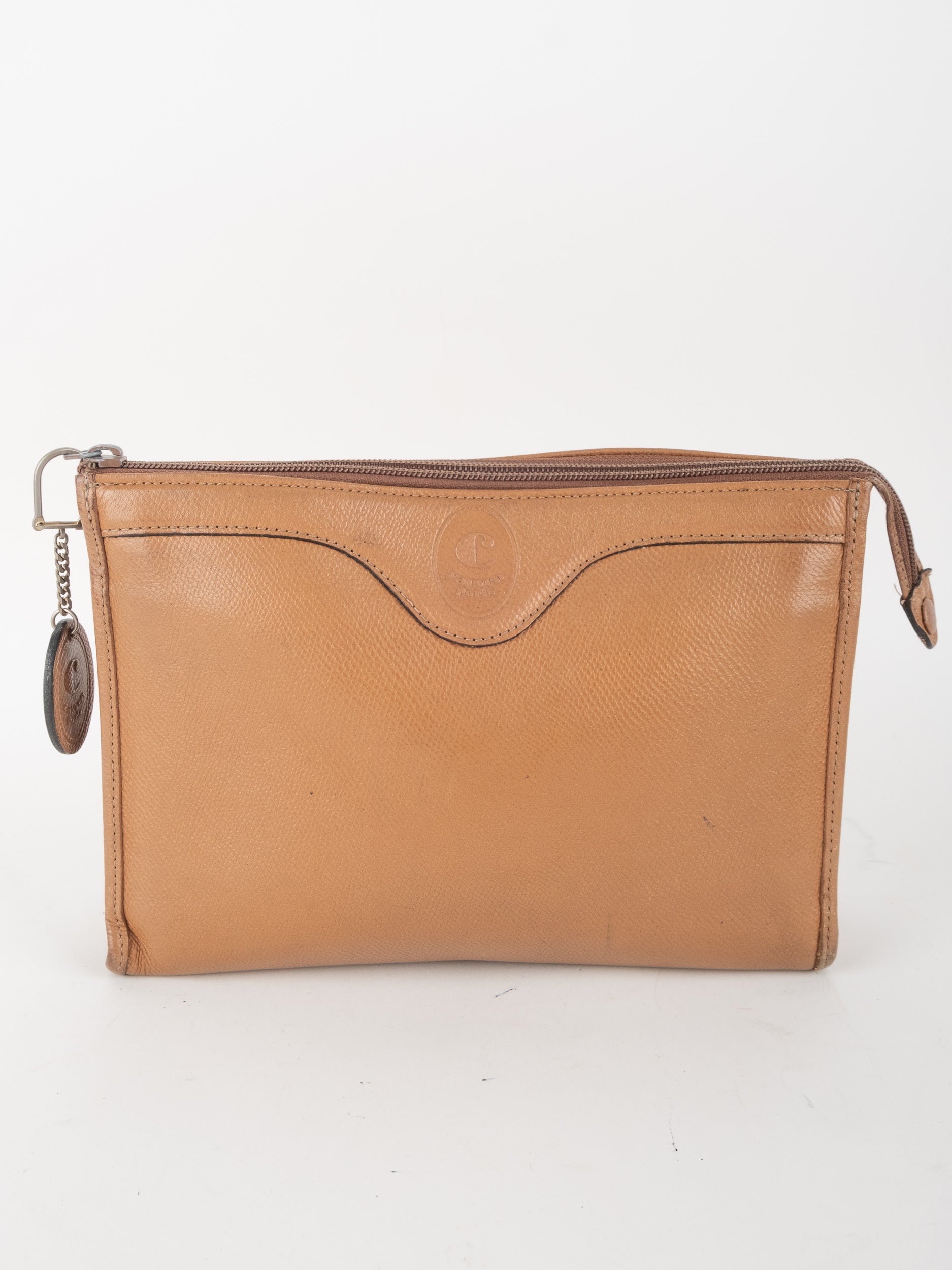 CARVEN PARIS Leather Pouch Clutch Minimal Classic