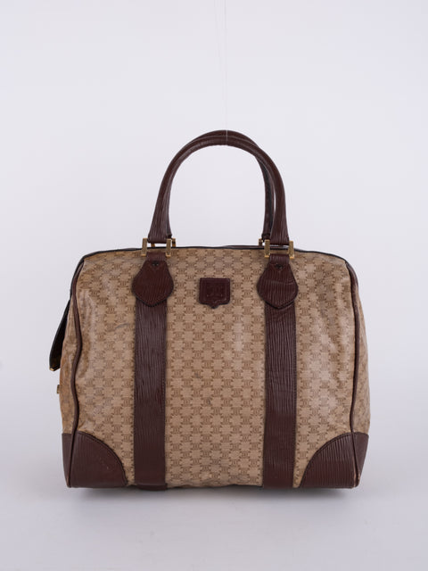 Celine Macadam Vintage Brown Boston Bag