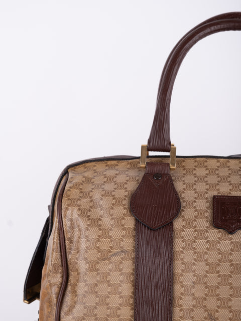 Celine Macadam Vintage Brown Boston Bag
