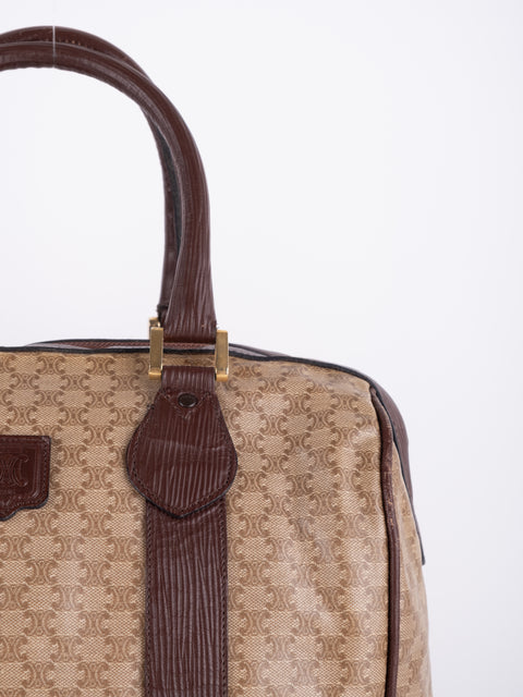 Celine Macadam Vintage Brown Boston Bag