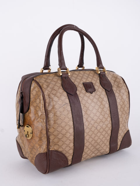 Celine Macadam Vintage Brown Boston Bag