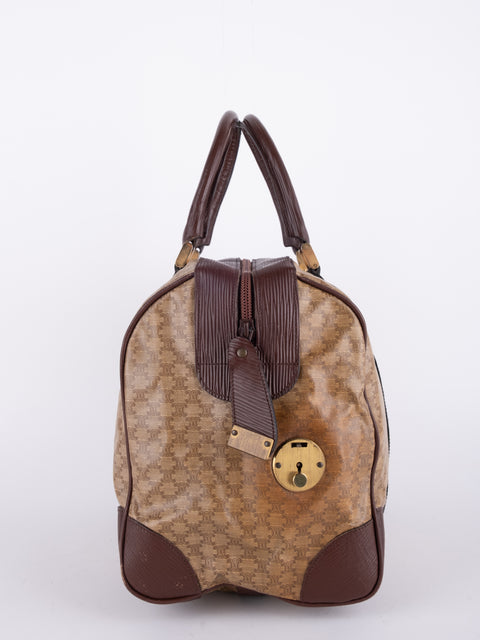 Celine Macadam Vintage Brown Boston Bag