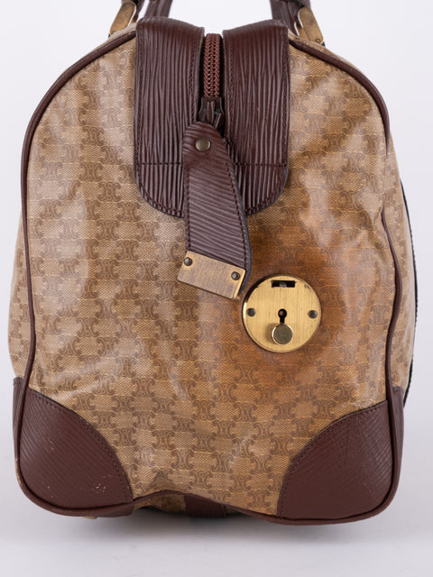Celine Macadam Vintage Brown Boston Bag