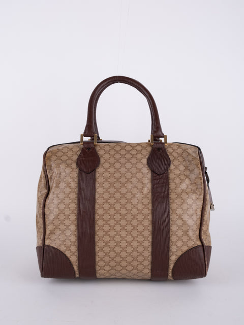 Celine Macadam Vintage Brown Boston Bag