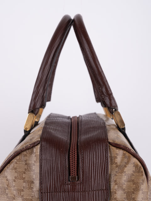 Celine Macadam Vintage Brown Boston Bag