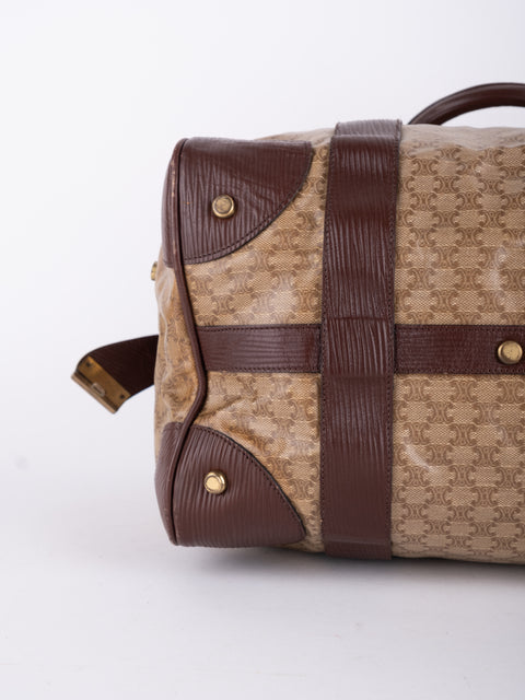 Celine Macadam Vintage Brown Boston Bag