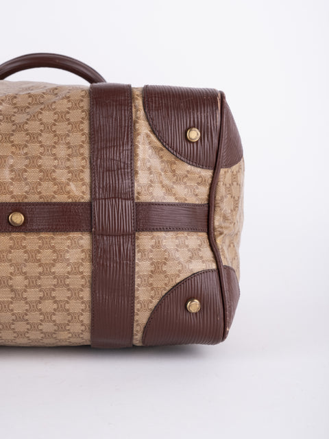 Celine Macadam Vintage Brown Boston Bag