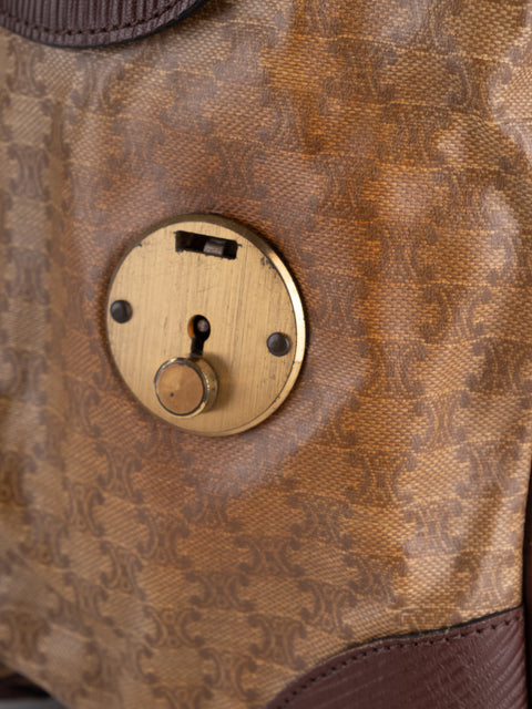 Celine Macadam Vintage Brown Boston Bag