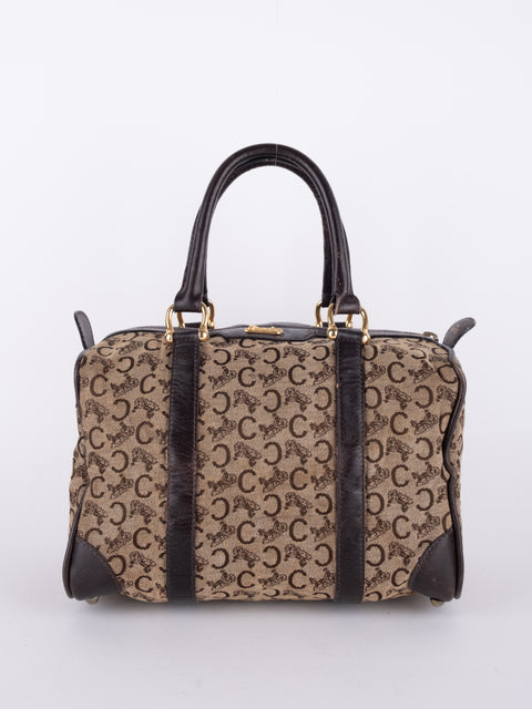 Celine Macadam Vintage Dark Brown Boston Bag