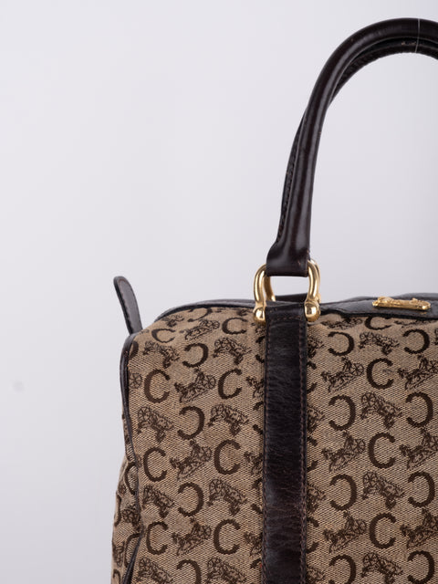 Celine Macadam Vintage Dark Brown Boston Bag