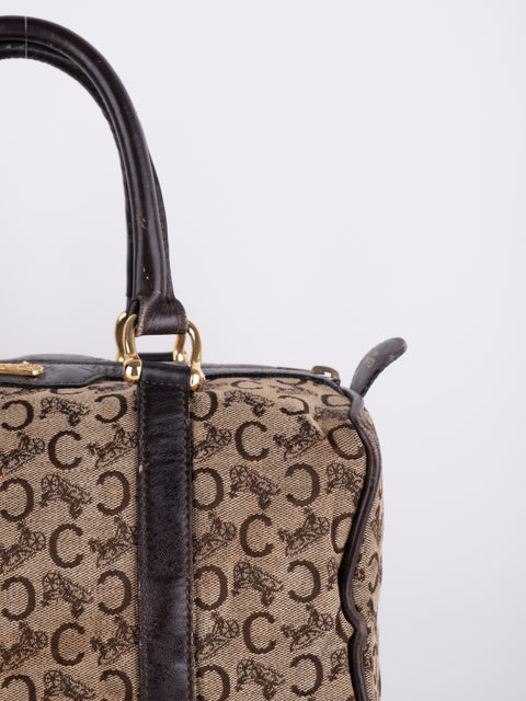 Celine Macadam Vintage Dark Brown Boston Bag