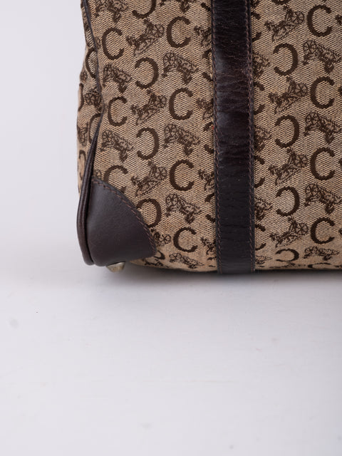 Celine Macadam Vintage Dark Brown Boston Bag