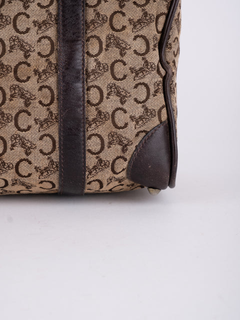 Celine Macadam Vintage Dark Brown Boston Bag