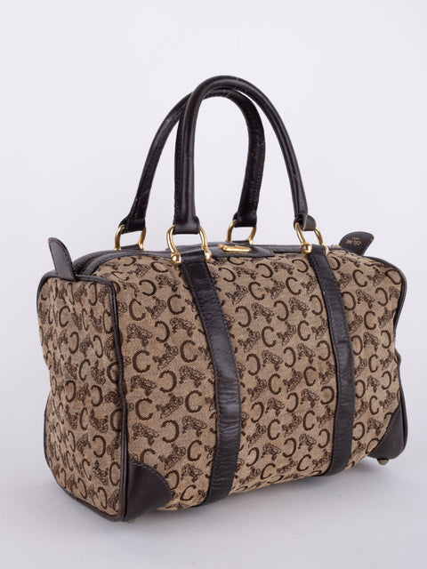 Celine Macadam Vintage Dark Brown Boston Bag