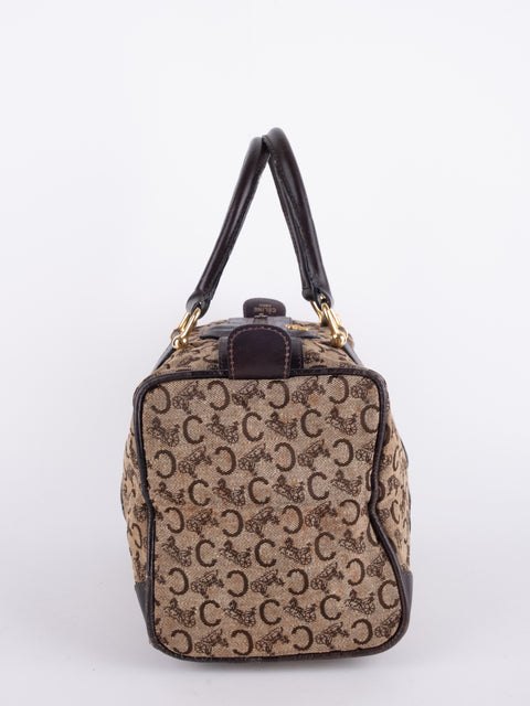 Celine Macadam Vintage Dark Brown Boston Bag