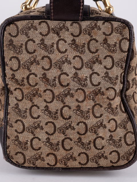 Celine Macadam Vintage Dark Brown Boston Bag