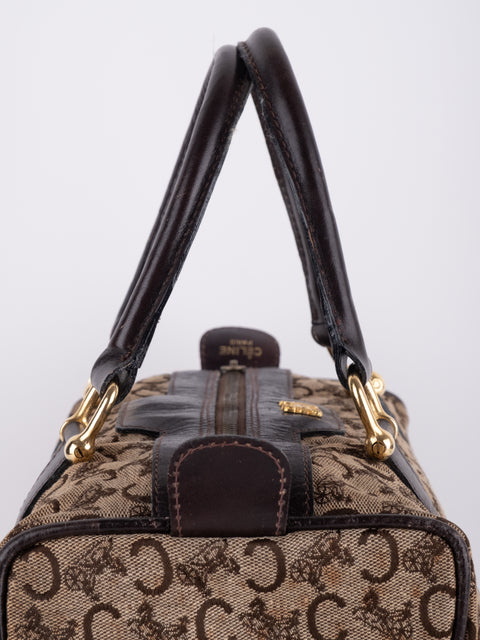 Celine Macadam Vintage Dark Brown Boston Bag