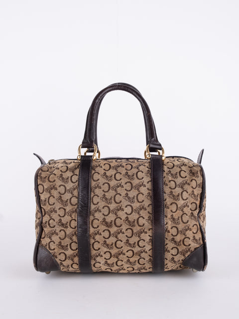 Celine Macadam Vintage Dark Brown Boston Bag