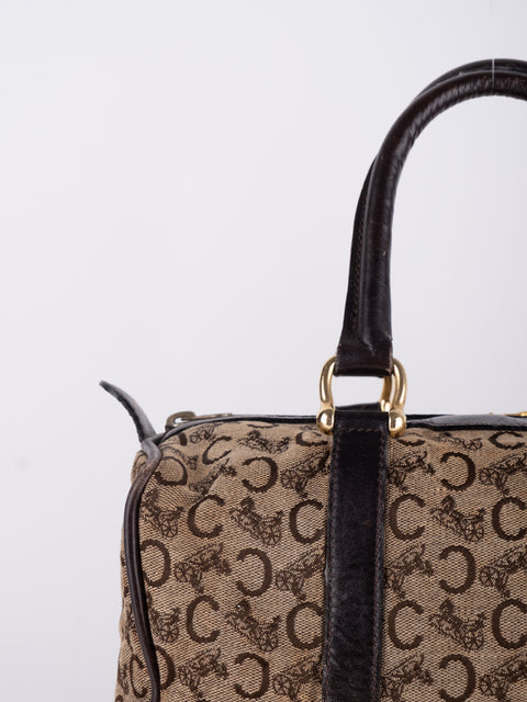 Celine Macadam Vintage Dark Brown Boston Bag