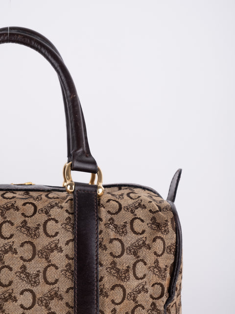 Celine Macadam Vintage Dark Brown Boston Bag
