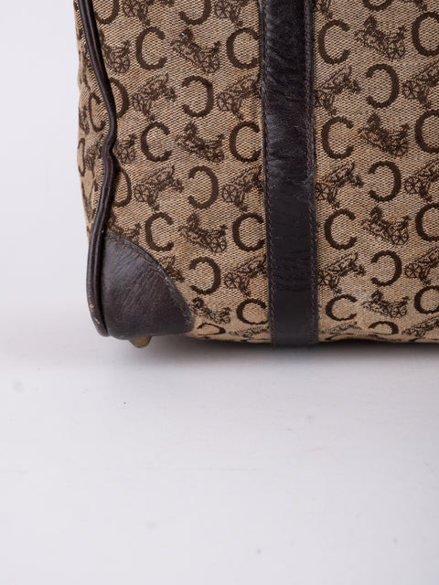 Celine Macadam Vintage Dark Brown Boston Bag