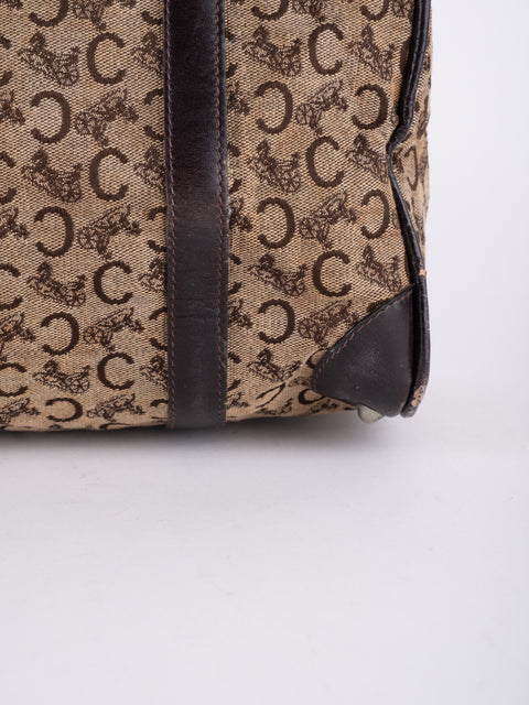 Celine Macadam Vintage Dark Brown Boston Bag